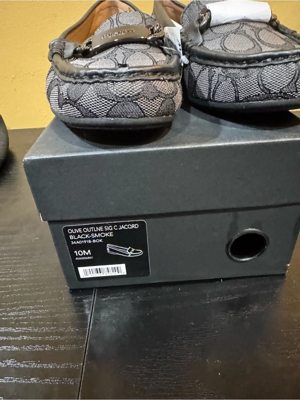 Coach Women's Gray/Black  Signature Canvas Penny Loafers New in box